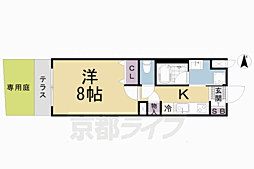京阪本線 清水五条駅 徒歩4分の賃貸マンション 1階1Kの間取り