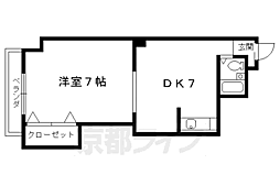 京阪本線 清水五条駅 徒歩5分の賃貸マンション 2階1DKの間取り