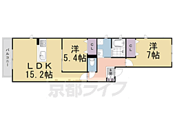 京阪本線 祇園四条駅 徒歩14分の賃貸アパート 2階2LDKの間取り