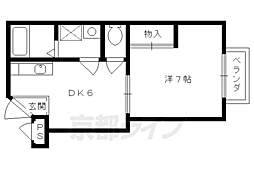 京都地下鉄東西線 東山駅 徒歩3分の賃貸アパート 1階1DKの間取り