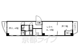 シャンパーニュ四条 3階2LDKの間取り