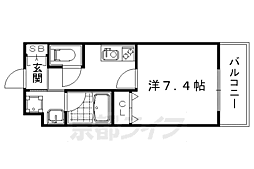 阪急京都本線 西院駅 徒歩9分の賃貸マンション 1階1Kの間取り