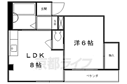 グロリアス・西院 1DKの間取図画像