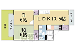 セジュール桂幸B棟 2LDKの間取図画像