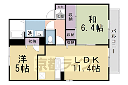 クレール嵯峨B棟 2LDKの間取図画像