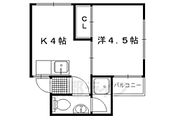 御土居マンション 1DKの間取図画像