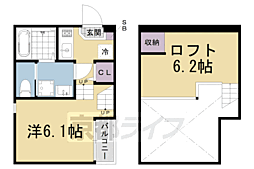 ハーモニーテラス東野中井ノ上町 1Kの間取図画像