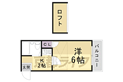 ダイヤモンドパレス山科 1Kの間取図画像