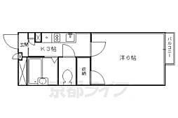 レオパレスドムス花園 1Kの間取図画像