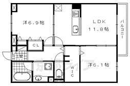 リーゾ北山 2LDKの間取図画像