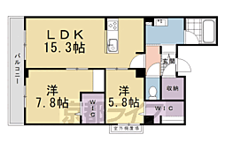 グランドール伏見桃山 2LDKの間取図画像