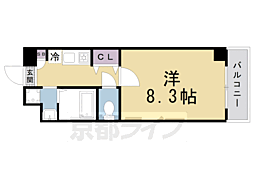 カトル・セゾン 1Kの間取図画像