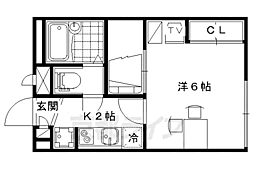 レオパレスKIRARA 1Kの間取図画像