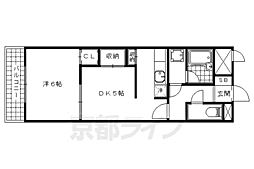 パインベルテ御陵 1DKの間取図画像