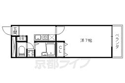 プレジール山科 1Kの間取図画像