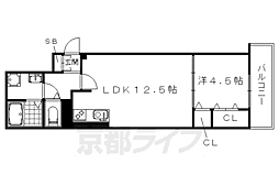 カーサ・フェリーチェ丸太町 1LDKの間取図画像