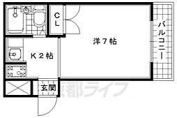 フォンティーヌ 1Kの間取図画像