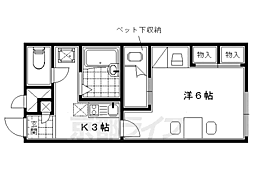 レオパレスブラッサム木津 1Kの間取図画像
