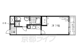 アルバローザ京都 1Kの間取図画像