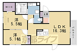 カーサルミノサウーノ 2LDKの間取図画像