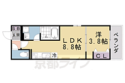 フォレ山科 1LDKの間取図画像