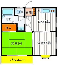 ハイツ広瀬 2DKの間取図画像