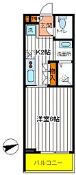 JR中央線 立川駅 徒歩10分の賃貸マンション 3階1Kの間取り
