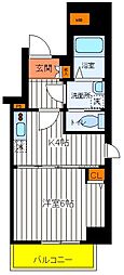 JR南武線 西国立駅 徒歩5分の賃貸マンション 6階1Kの間取り