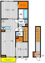 グリシーヌ 2LDKの間取図画像