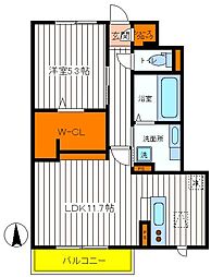 アルジェント・ステラA 1LDKの間取図画像