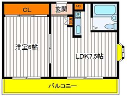 チェディ 1DKの間取図画像
