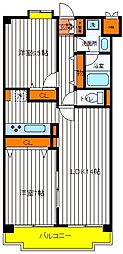 サンライズ国立 2LDKの間取図画像
