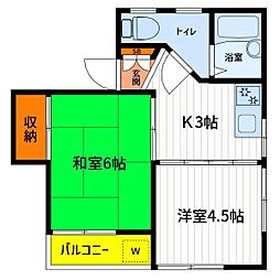 クラシクス国立 2Kの間取図画像