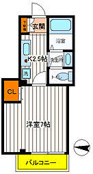 フロンティア 1Kの間取図画像