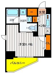ティモーネグランデ立川 1Kの間取図画像