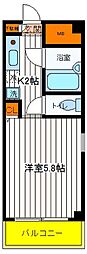 エイティエイト立川 1Kの間取図画像