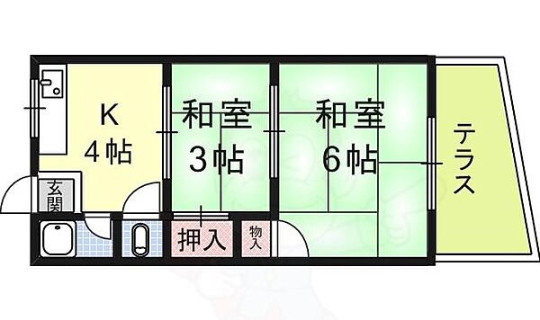 京都府京都市伏見区醍醐東合場町(賃貸アパート2K・1階・25.00㎡)の写真 その2