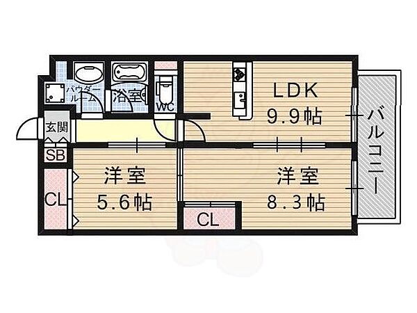 京都府京都市山科区東野森野町(賃貸マンション2LDK・1階・53.98㎡)の写真 その2