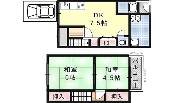 京都府京都市山科区西野左義長町(賃貸一戸建3DK・1階・46.68㎡)の写真 その2