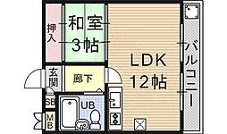 京阪京津線 四宮駅 徒歩4分の賃貸マンション 4階1LDKの間取り