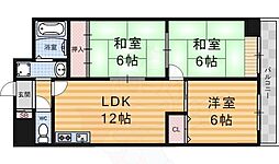 京阪京津線 四宮駅 徒歩13分の賃貸マンション 5階3LDKの間取り