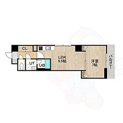 京阪京津線 びわ湖浜大津駅 徒歩2分の賃貸マンション 10階1LDKの間取り