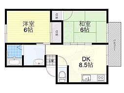 京阪石山坂本線 石山寺駅 徒歩36分の賃貸アパート 2階2LDKの間取り