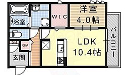 JR湖西線 大津京駅 徒歩10分の賃貸アパート 2階1LDKの間取り