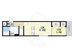 Gracias Maison 山科 1LDKの間取図画像