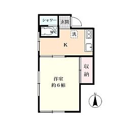 グリーンハウス 1Kの間取図画像