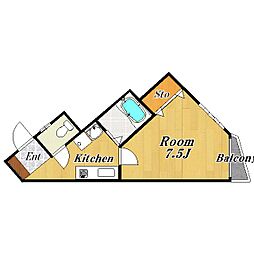 アルビオン田端 1Kの間取図画像