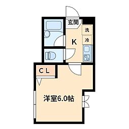 メゾン石神白山 1Kの間取図画像
