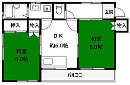アビルハイツ 2DKの間取図画像
