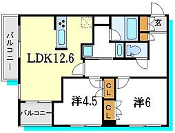 フレンシア田端道灌山 2LDKの間取図画像
